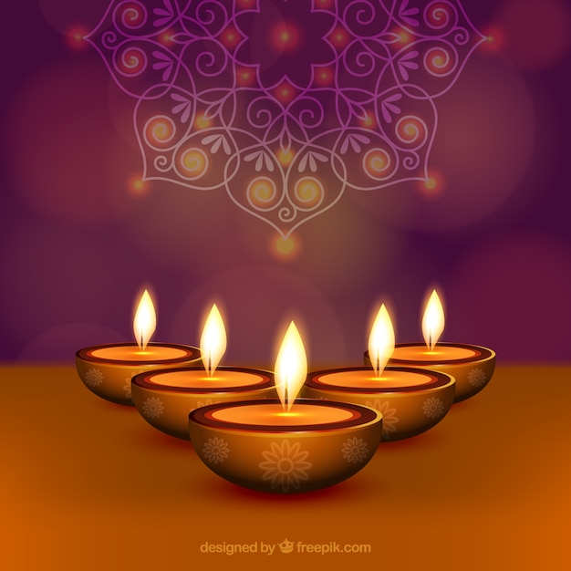 Illustration of burning diya Vector | Free Download