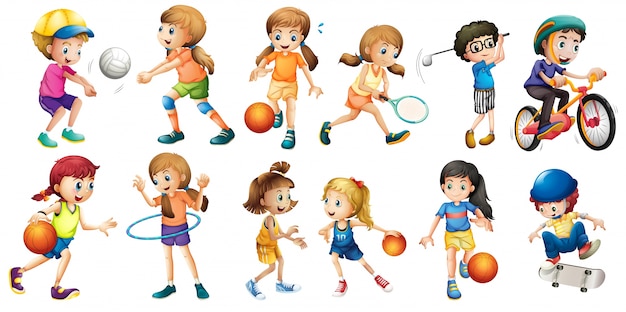 Illustration of children doing different sport Vector | Premium Download