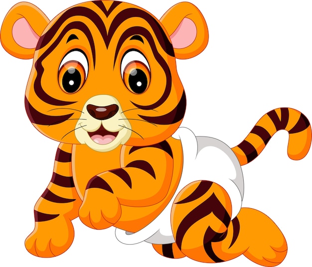 かわいい赤ちゃんの虎のイラスト プレミアムベクター