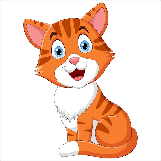 白い背景の上に座っているかわいい猫のイラスト プレミアムベクター 白い背景の上に座っているかわいい猫のイラスト プレミアムベクター