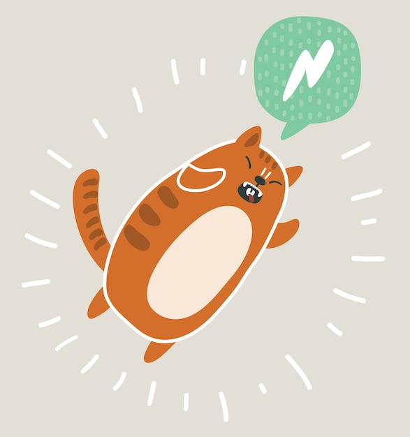 かわいいカワイと面白い赤猫ジャンプのイラスト プレミアムベクター