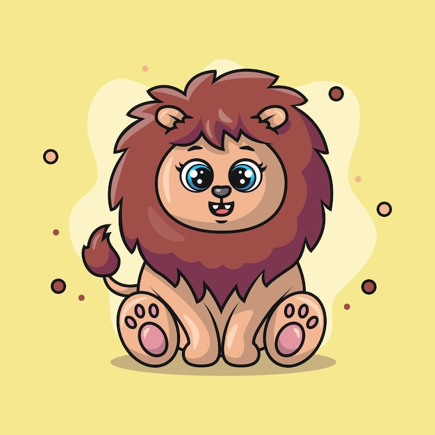 幸せに笑っているかわいいライオンの動物のイラスト プレミアムベクター