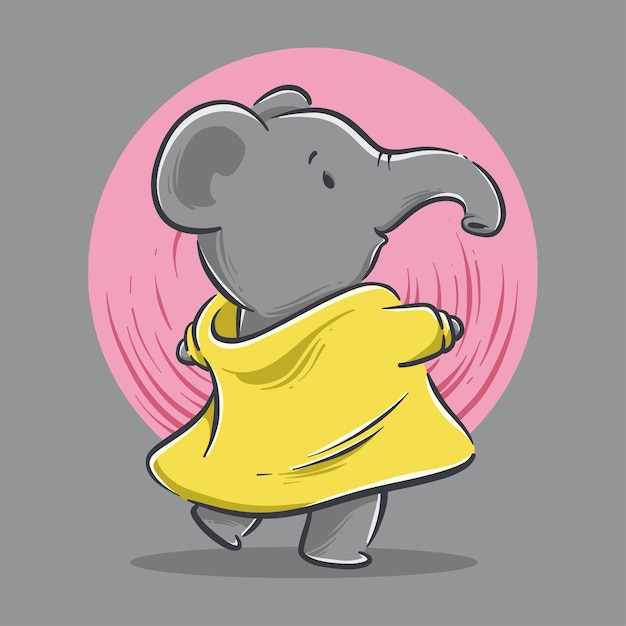かわいい象の踊る漫画のイラスト プレミアムベクター