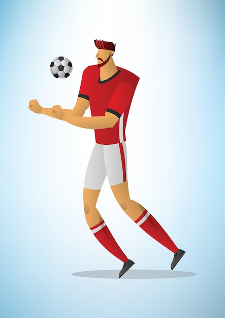 ボールを蹴るサッカー選手のアクションのイラスト プレミアムベクター