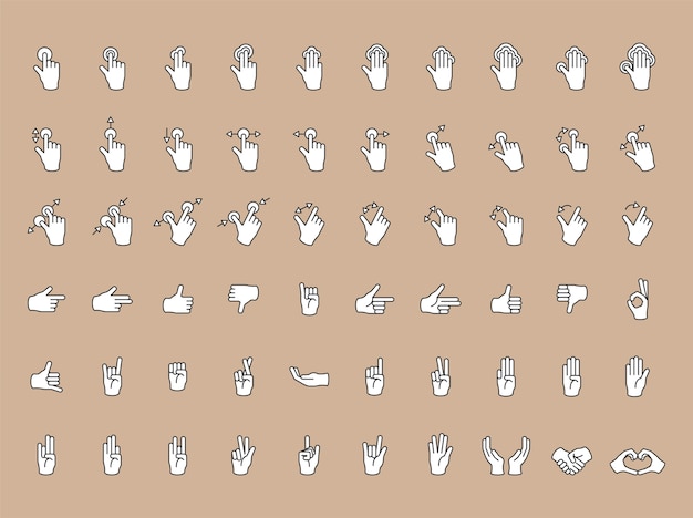 細い線で描かれた手のジェスチャーのイラスト 無料のベクター