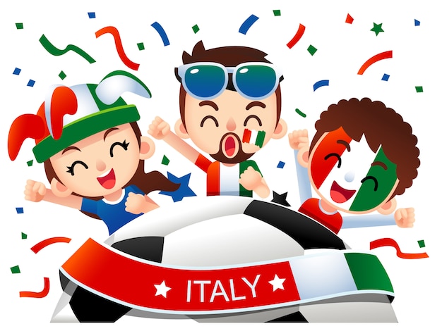 イタリアのサッカーファンのイラスト プレミアムベクター