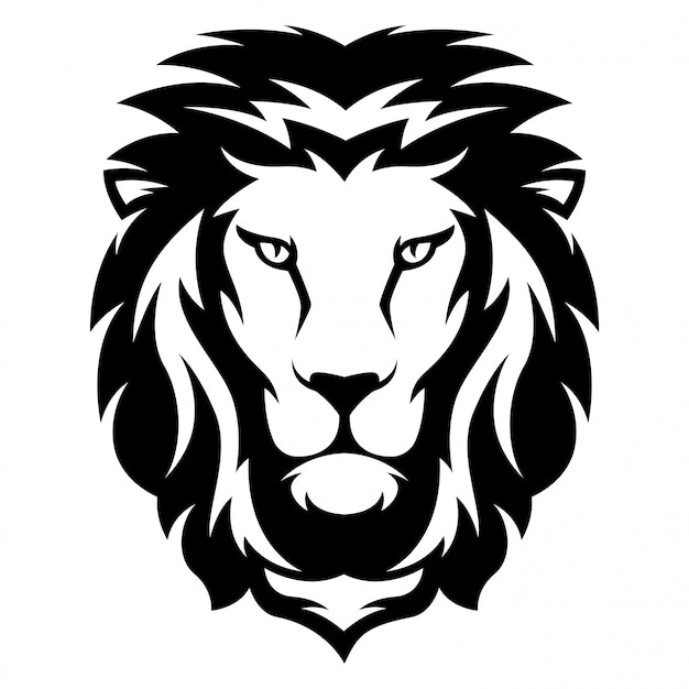 黒と白のスタイルのライオンのイラスト プレミアムベクター