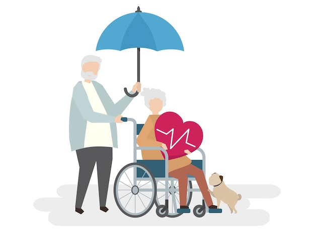Illustration of seniors with life
insurance