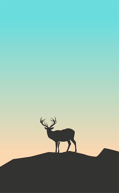 シルエットの鹿のイラスト プレミアムベクター
