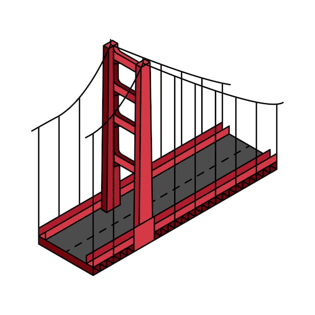 アメリカのゴールデンゲートブリッジサンフランシスコのイラスト 無料のベクター