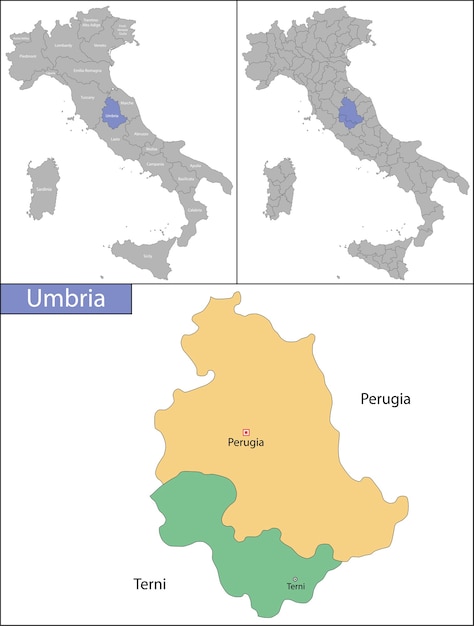 ウンブリアのイラストはイタリア中部の地域です プレミアムベクター