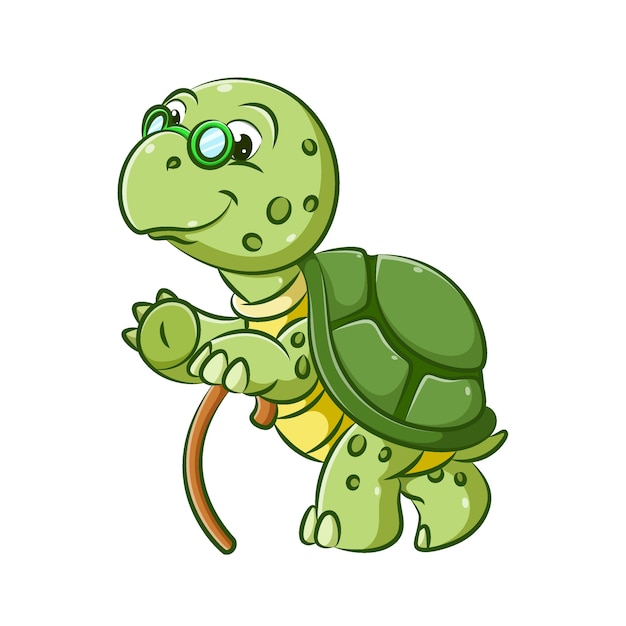 Premium Vector | The illustration of the old grandfather of the turtle ...