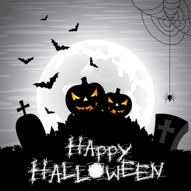Illustration On A Halloween Theme On A Moon Background Vector Illustration On A Halloween Theme On A Moon Background Vector