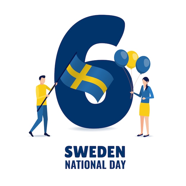 スウェーデン建国記念日のテーマのイラスト プレミアムベクター