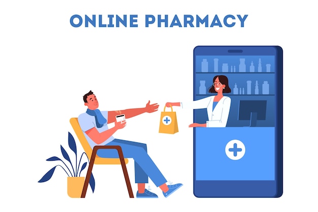 Premium Vector  Illustration of online pharmacy store. concept of purchasing medicines online 