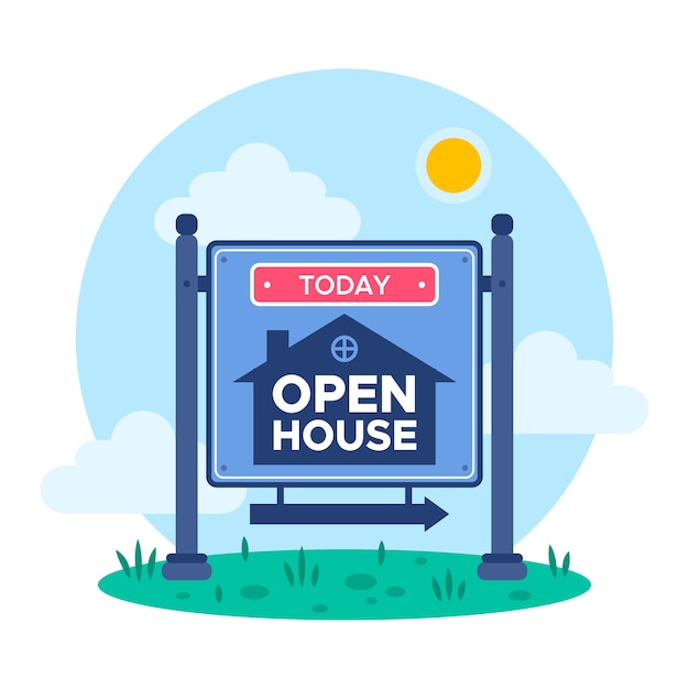 Free Vector Illustration Of Open House Sign