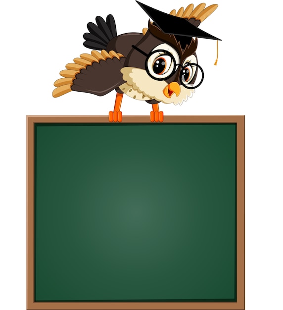 Download Illustration of owl teacher at blackboard | Premium Vector