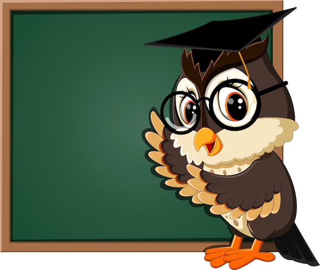 Download Illustration of owl teacher at blackboard | Premium Vector