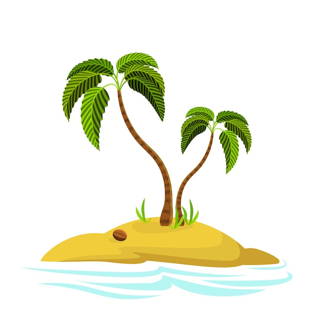 Premium Vector | Illustration of a palm tree on an island decorative ...