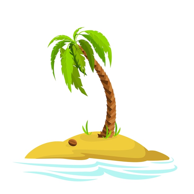 Premium Vector | Illustration of a palm tree on an island decorative ...