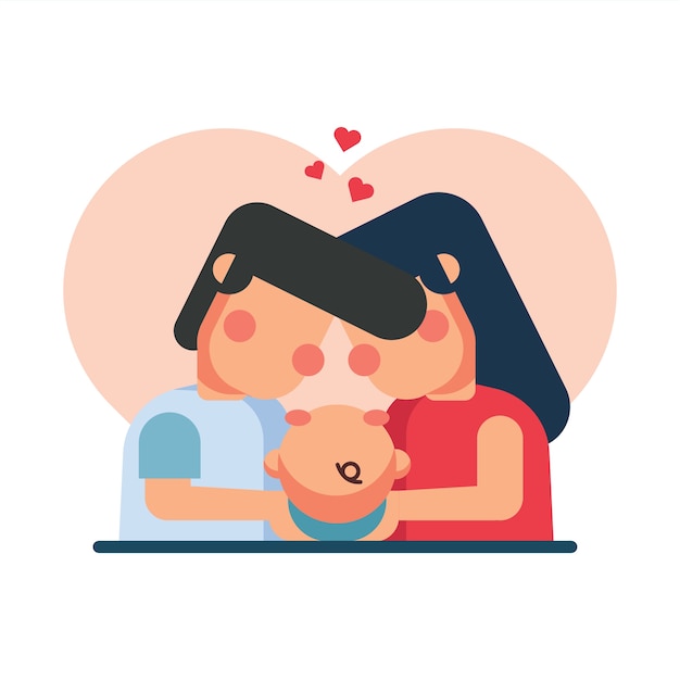 Premium Vector | Illustration of parents holding their baby