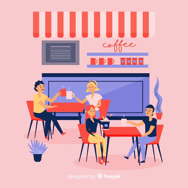 Free Vector | Illustration of people sitting in a cafe