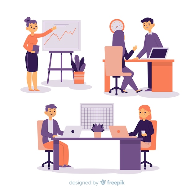 Illustration Of People Working At The Office Free Vector