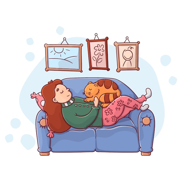 Free Vector Illustration Of A Person Relaxing At Home