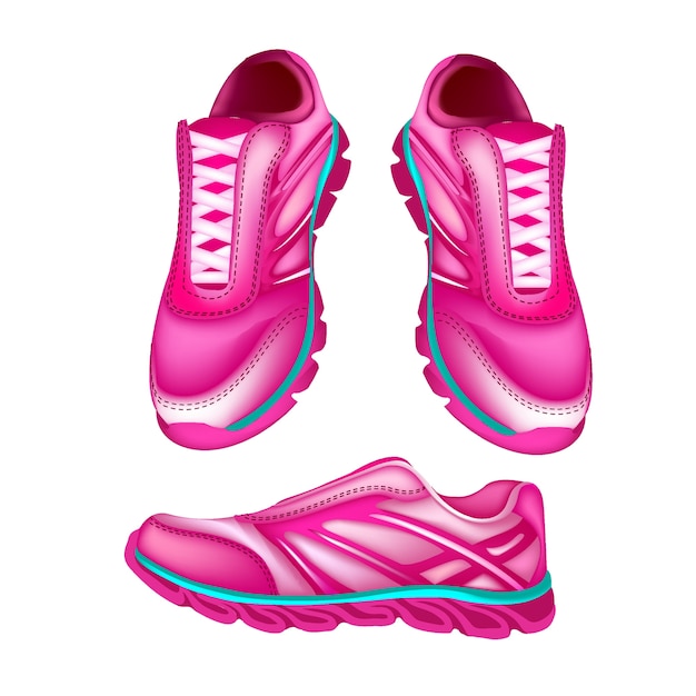 Premium Vector | Illustration of a pink sports shoes and shoes