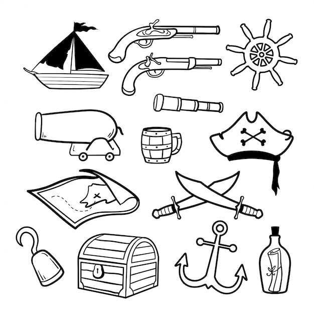 Premium Vector | Illustration of pirate doodle