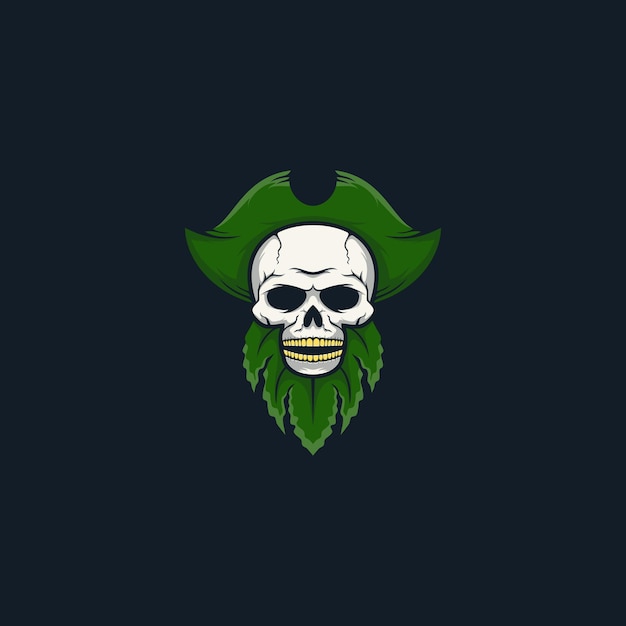 Premium Vector | Illustration of a pirate skull with a cannabis beard