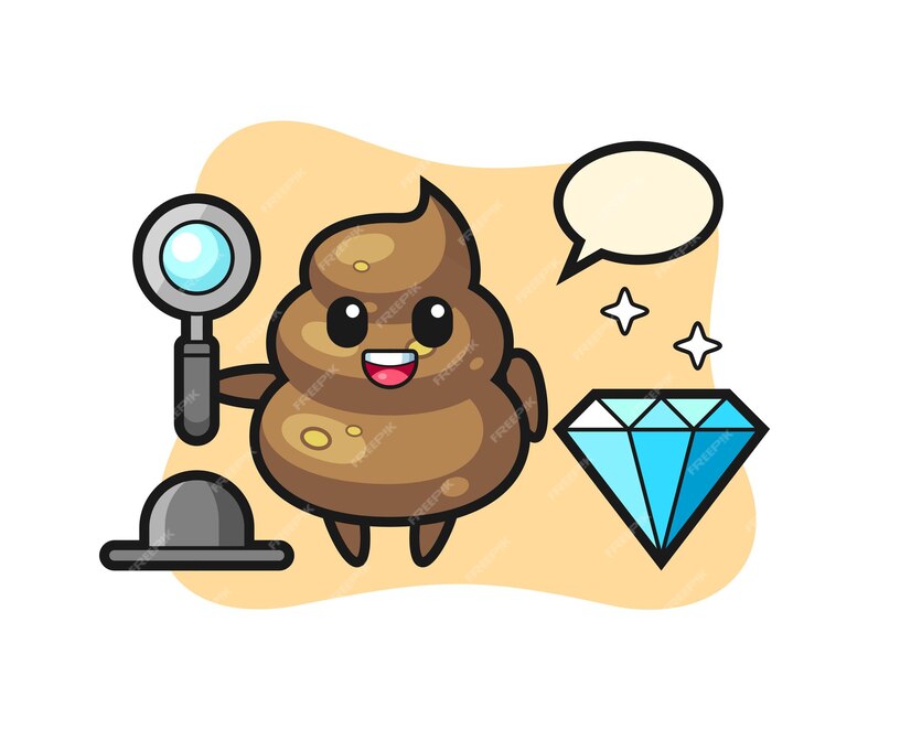 Premium Vector Illustration Of Poop Character With A Diamond Cute