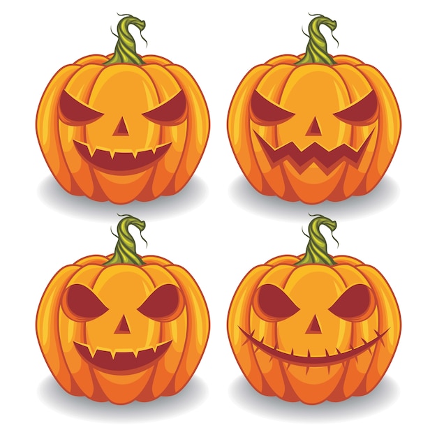 Premium Vector | Illustration of pumpkins with creepy faces