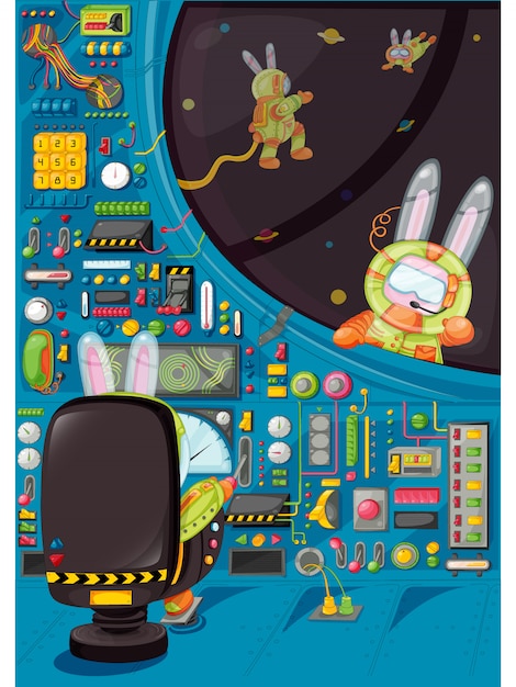 Premium Vector Illustration Of Rabbit Pilots Gang Bunny Astronaut
