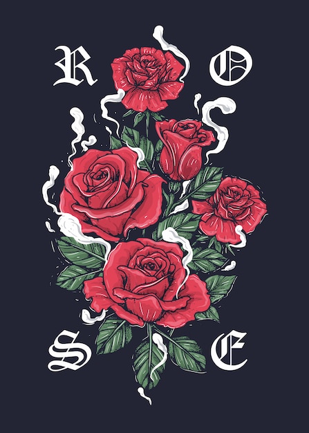Premium Vector | Illustration of red roses with leaves