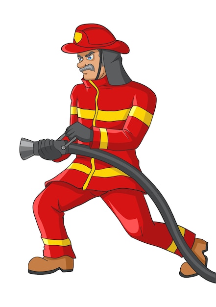 Download Premium Vector | Illustration of a senior firefighter