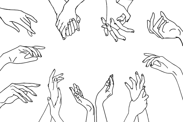 Premium Vector | Illustration a set of contour hands of lovers who ...