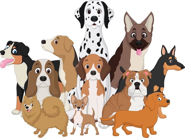 Premium Vector Illustration Set Of Funny Dogs Cartoon