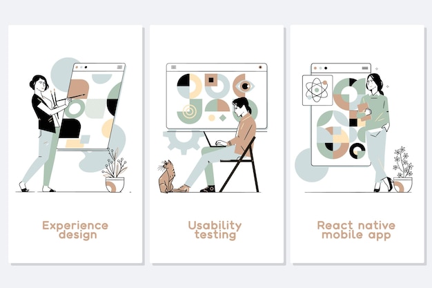 Premium Vector | Illustration Set Of Mobile App Development Process ...