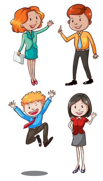 Free Vector Illustration of a simple sketch of the office workers on