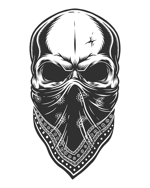 Premium Vector Illustration of skull in bandana on face