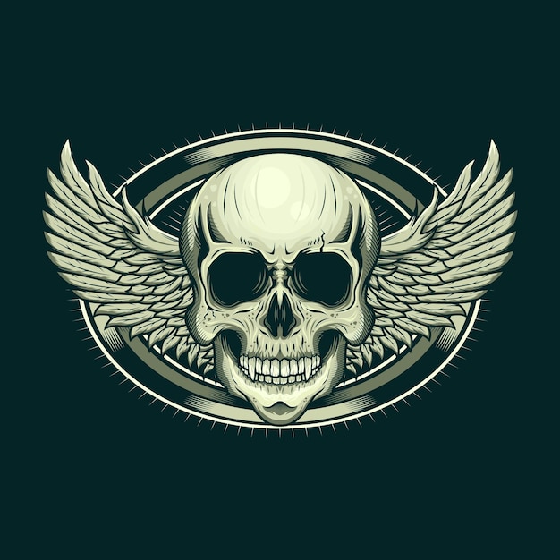 Premium Vector | Illustration of skull head and wings realistic design
