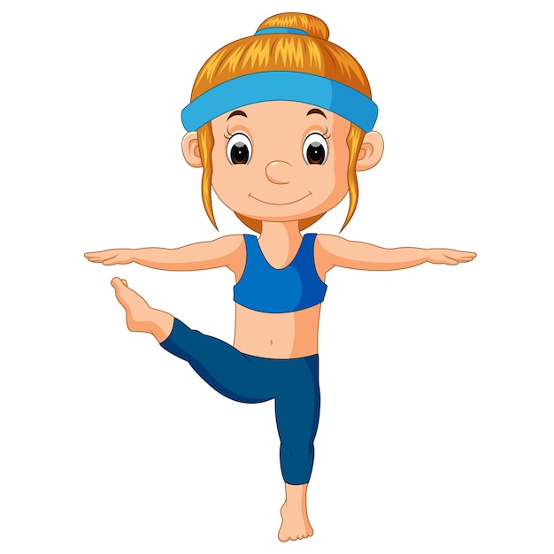 Premium Vector | Illustration of a smiling girl doing yoga