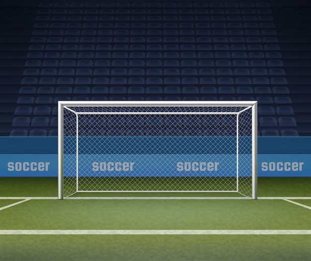Premium Vector Illustration Of Soccer Goal Post On Field Football Gates On Stadium Background