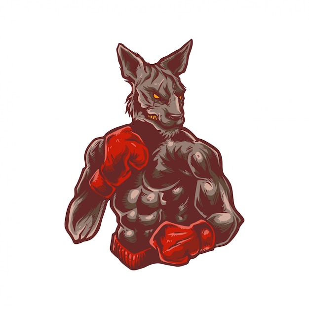 Premium Vector | Illustration of strong kangaroo wear boxing gloves