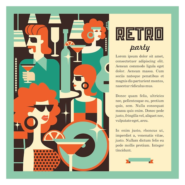 Premium Vector | Illustration in the style of the 70s. retro party.