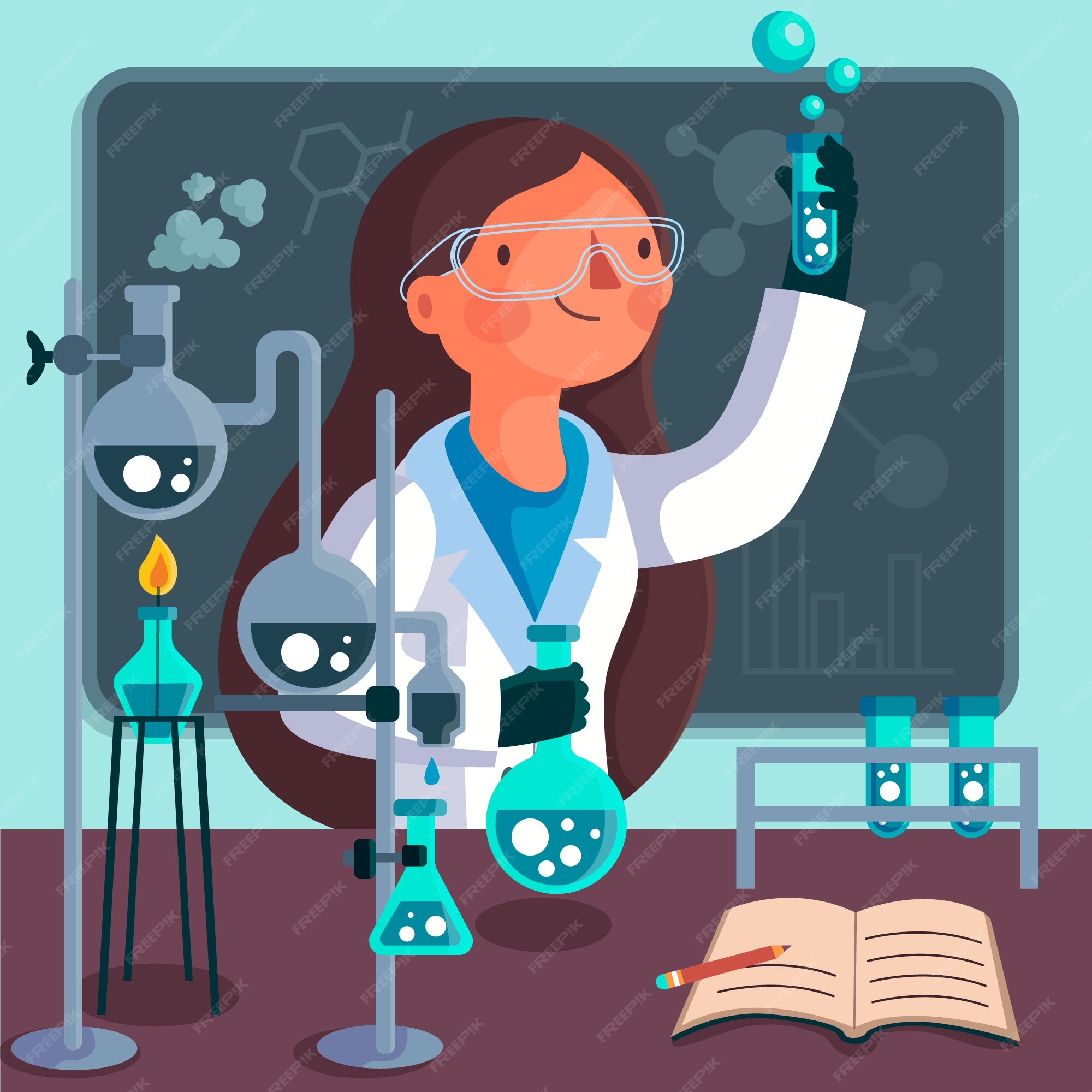 Free Vector | Illustration of a successful female character scientist