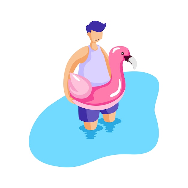 Premium Vector Illustration Swimming At The Beach During Summer Vacation 8291