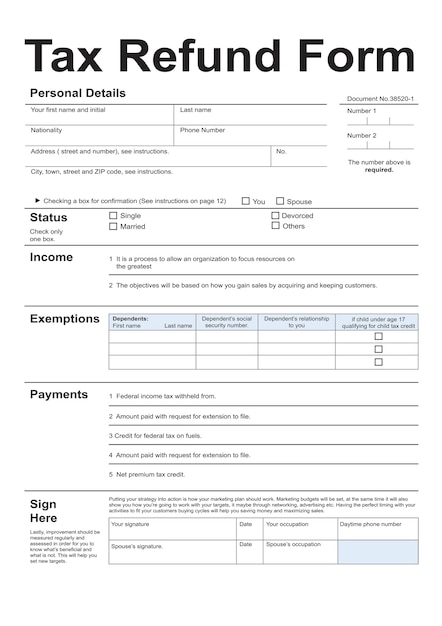 illustration-of-tax-refund-form-free-vector