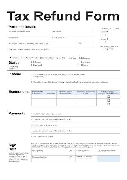 Tax Refund Claim Form